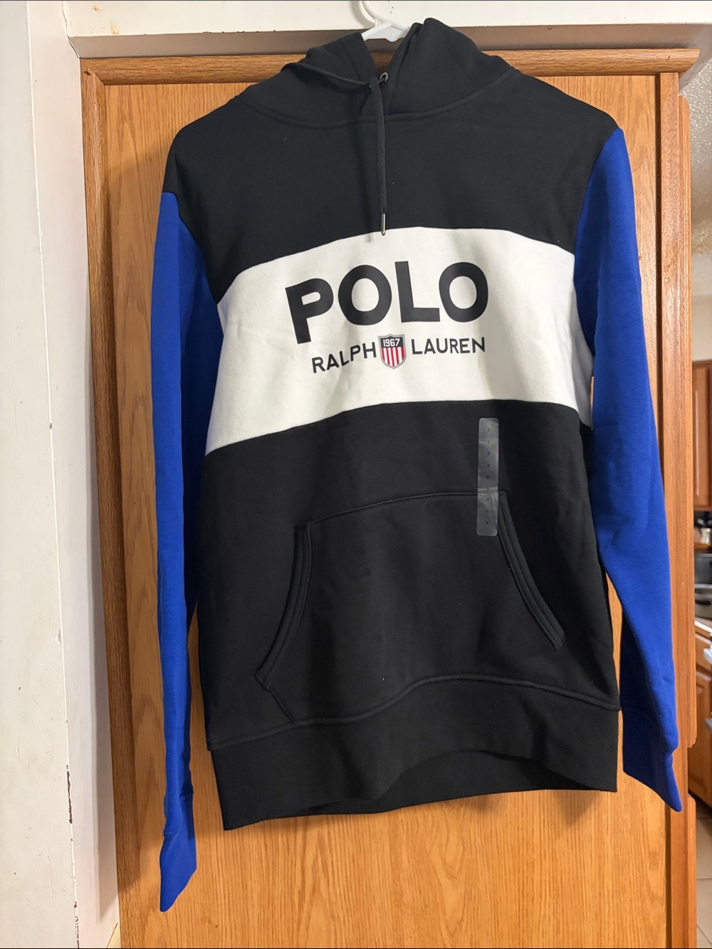 Polo by Ralph Lauren Black, White & Royal Blue Colorblock Hoodie